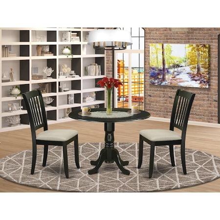 East West Furniture 3 Piece Dublin Dinette Set - Black DLDA3-BLK-C